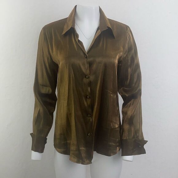 Notations Liquid Gold Button Down Shirt - Picture 1 of 5